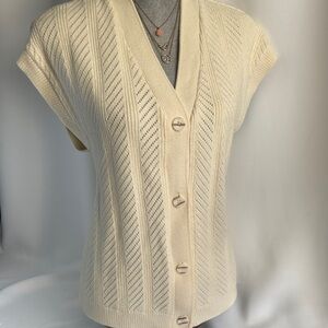 Liverpool LA Cream Button-Front Knit Sweater Vest Size-L